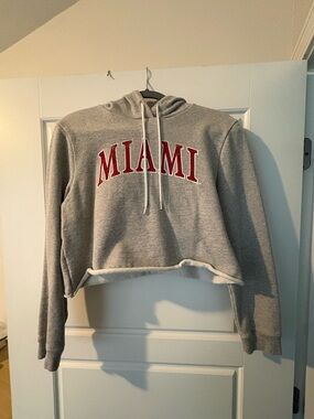 Miami OH Grey Cropped Hoodie